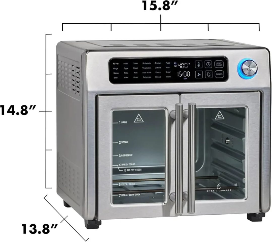 ZenVora 26-Qt. Extra-Large Air Fryer Convection Toaster Oven with French Doors, Stainless Steel