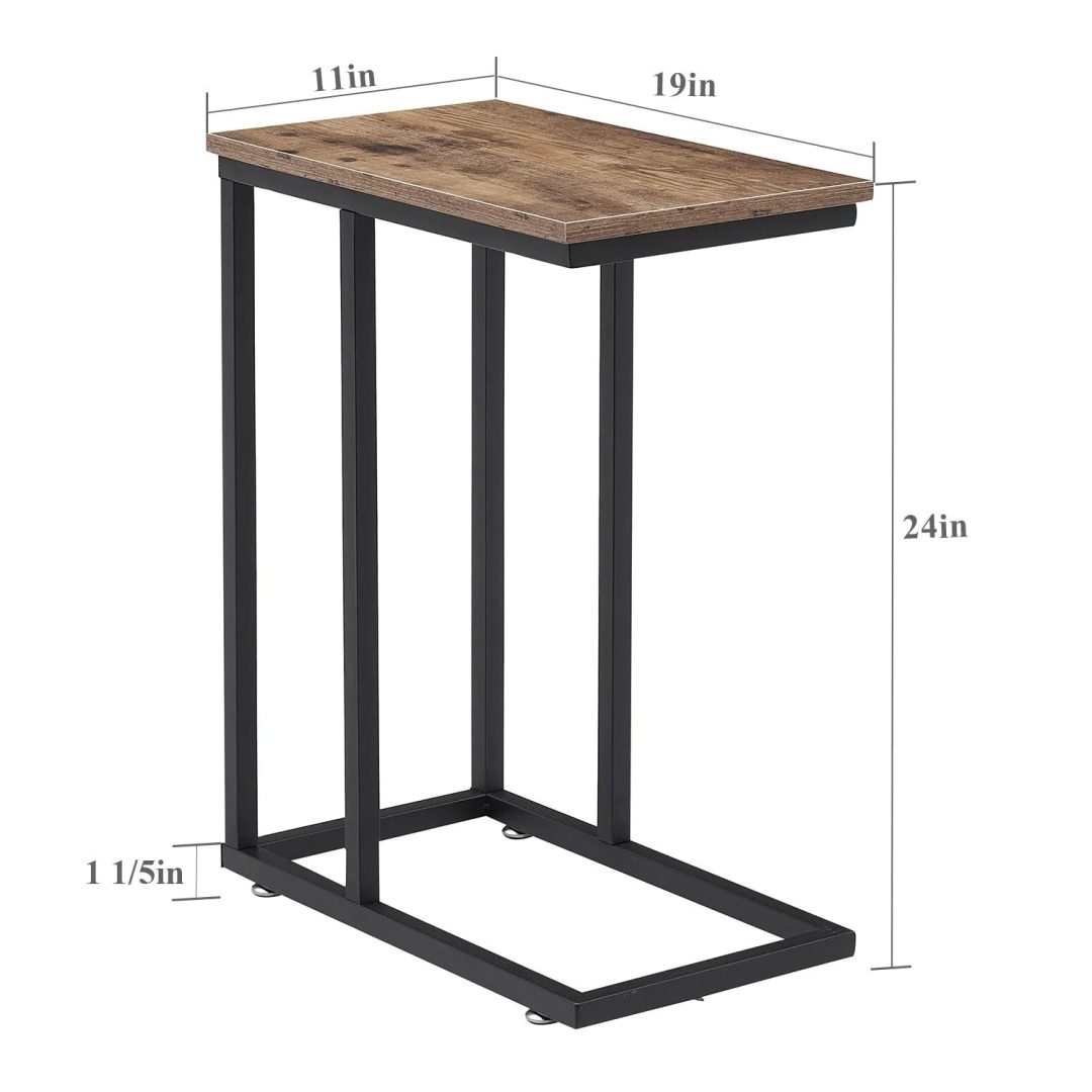 ZenVora Set of 2 C-Shaped Sofa Side Tables, Small End Tables for Living Room, Bedside and TV Tray