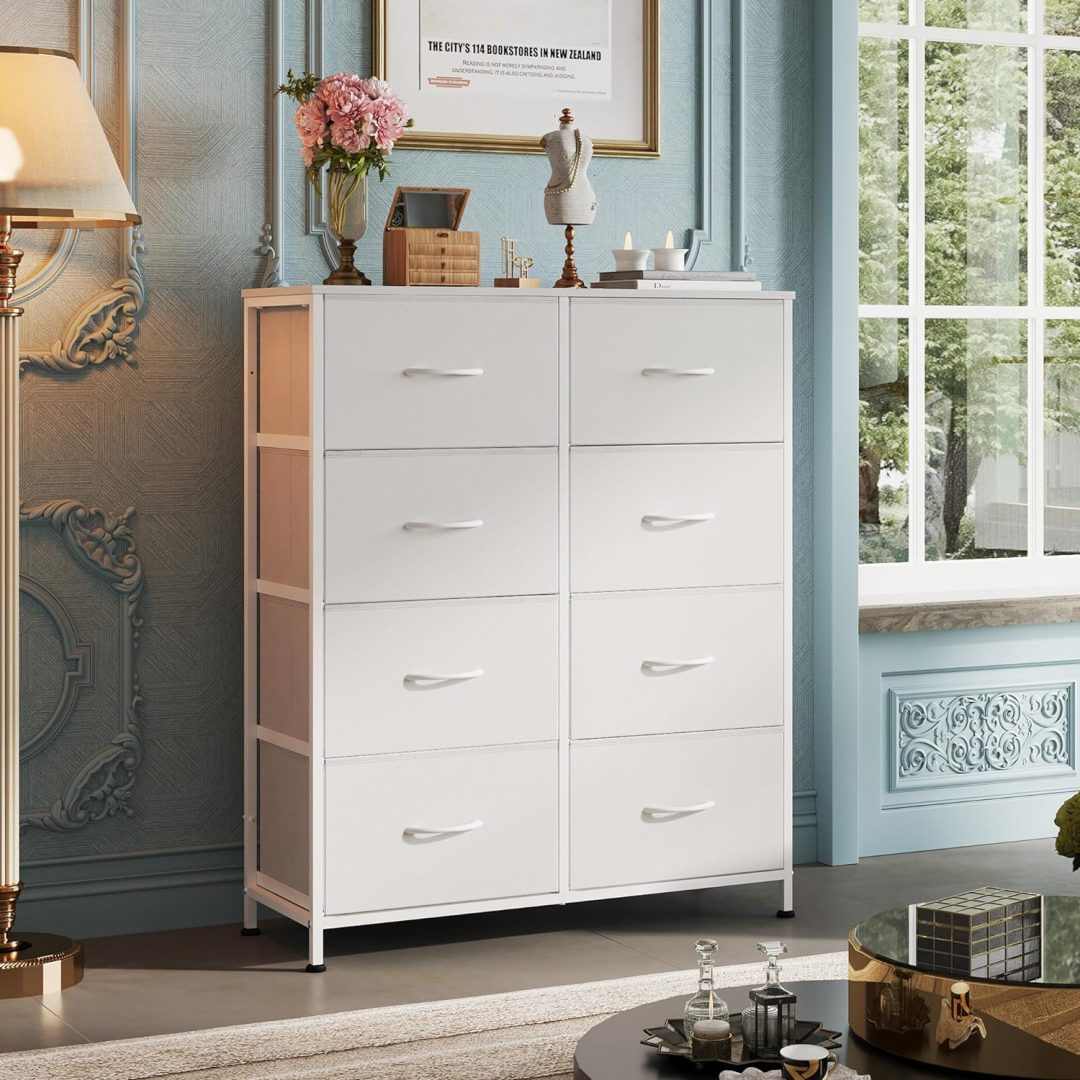 ZenVora Tall Fabric Dresser with 8 Drawers, Bedroom Storage Chest and Clothing Organizer for Home and Closet