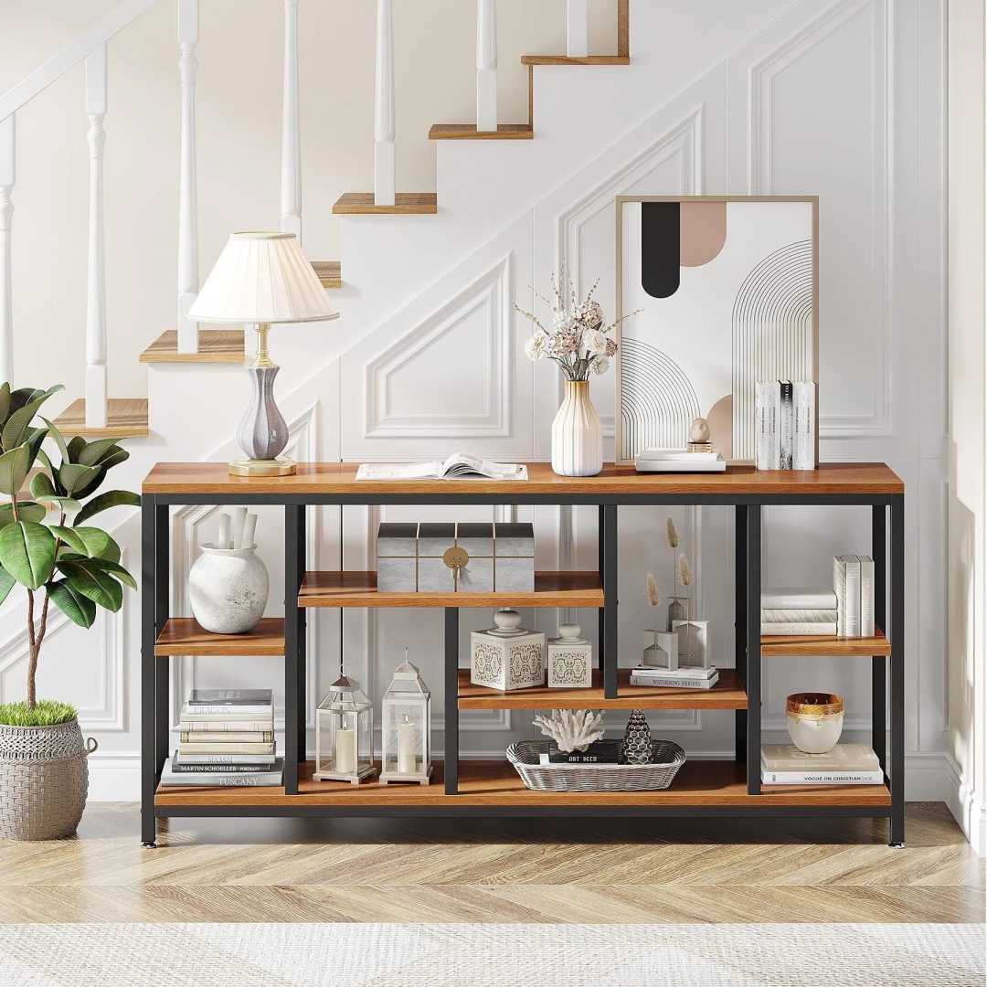ZenVora 70.9 Inch Console Sofa Table with Storage, 3-Tier Entryway Table for Hallway