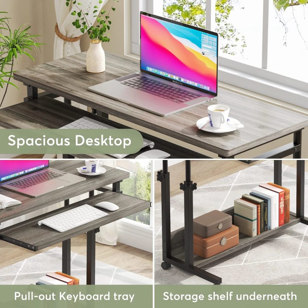 ZenVora Height Adjustable Laptop Desk, Portable Sofa and Bed Table for Work and Study
