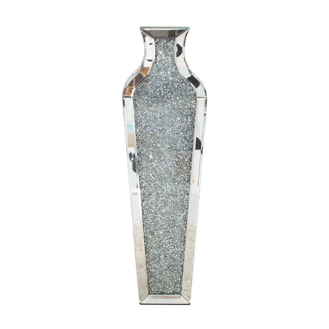 ZenVora Tall Crushed Diamond Floor Vase, Luxury Decorative Crystal Accent Vase for Living Room, Bedroom and Home Decor
