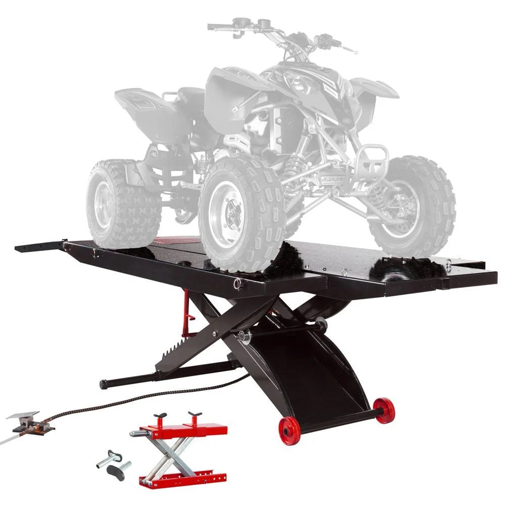 ZenVora ATV Lift Table and Center Jack, Heavy-Duty Hydraulic Motorcycle and ATV Lift Stand, Adjustable Service Lift Platform