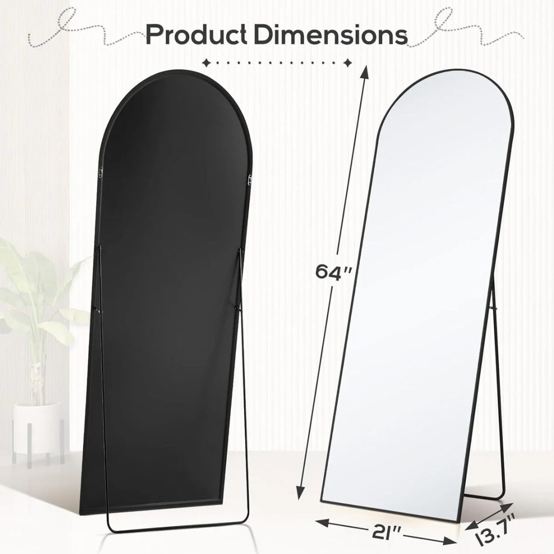 ZenVora Full Length Mirror with Stand, Aluminum Alloy Frame Full Body Floor Mirror for Bedroom and Cloakroom