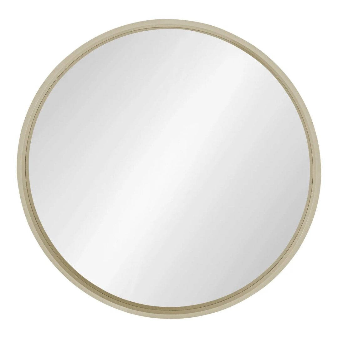 ZenVora Round Wood Accent Wall Mirror, Modern Decorative Wooden Frame Mirror for Living Room, Bedroom and Entryway
