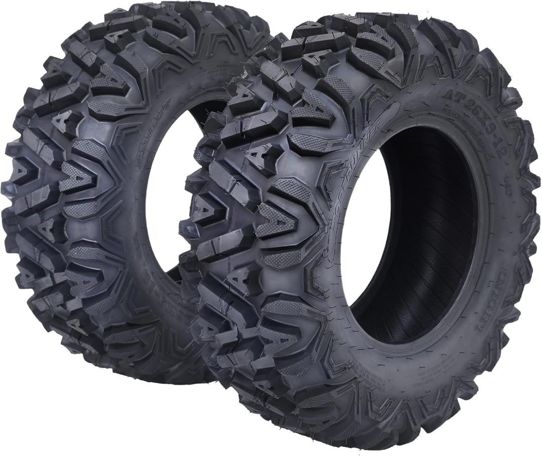 ZenVora Set of 2 26x12-12 6PR All-Terrain ATV/UTV Off-Road Tires, Black
