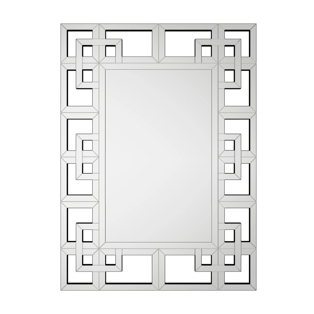 ZenVora Large Silver Geometric Wall Mirror, Modern Decorative Accent Mirror for Living Room, Bedroom and Entryway