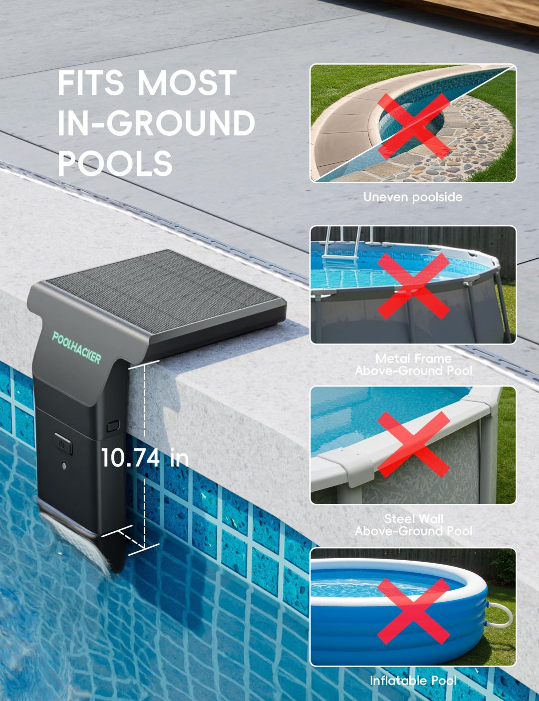 ZenVora Solar Pool Lights for Steel Wall Above Ground Pools, Solar Powered LED Swimming Pool Lighting