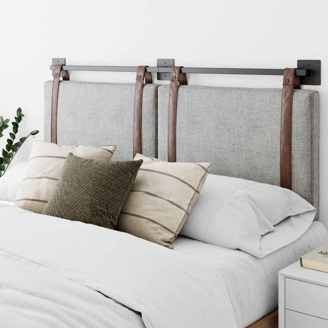 ZenVora Wall Mount Upholstered Headboard with Metal Rail - Modern Bedroom Headboard