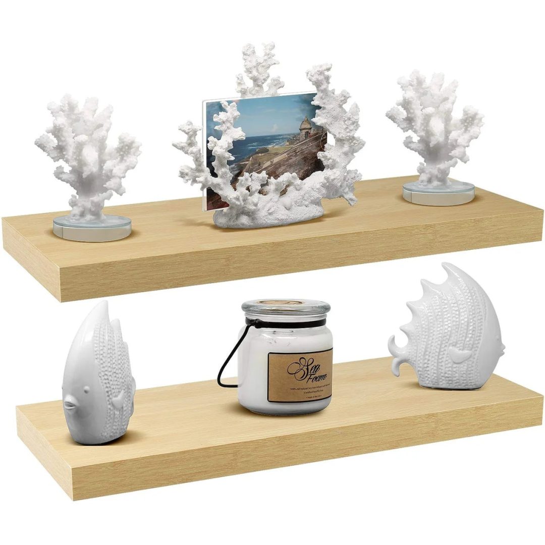 ZenVora 24 Inch Extra Long Floating Wall Shelf, Wall Mounted Display and Storage Shelf for Home Decor