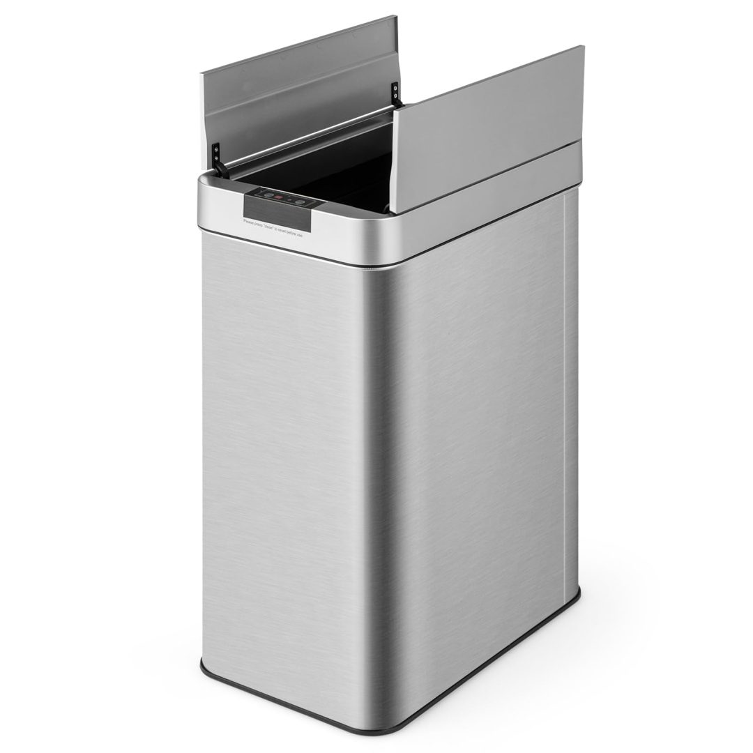 ZenVora 13.2 Gallon Motion Sensor Trash Can – Slim Kitchen Bin with Wing Lids & Anti-Fingerprint