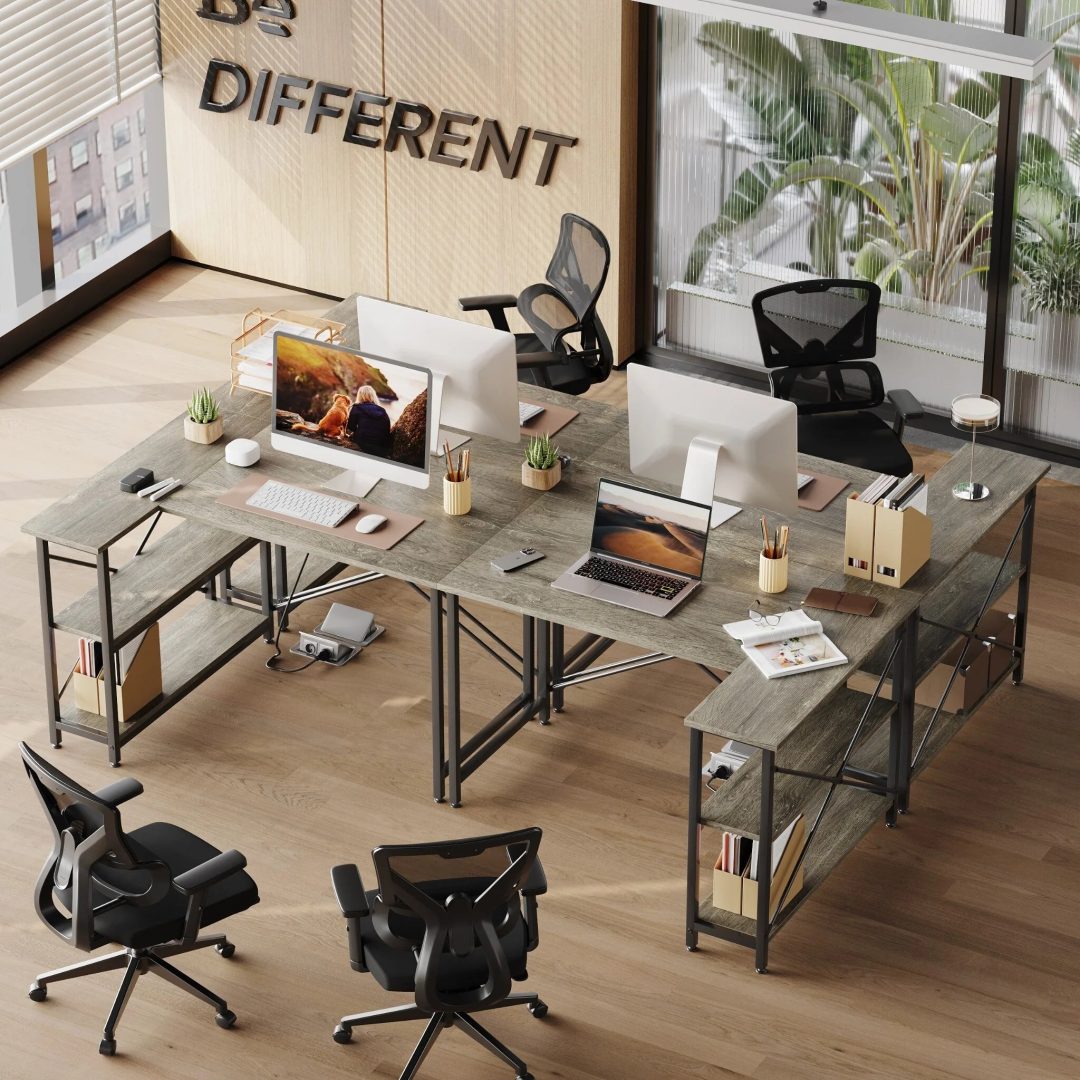 ZenVora Small L Shaped Computer Desk with Storage Shelves, Compact Corner Workstation for Home Office and Study