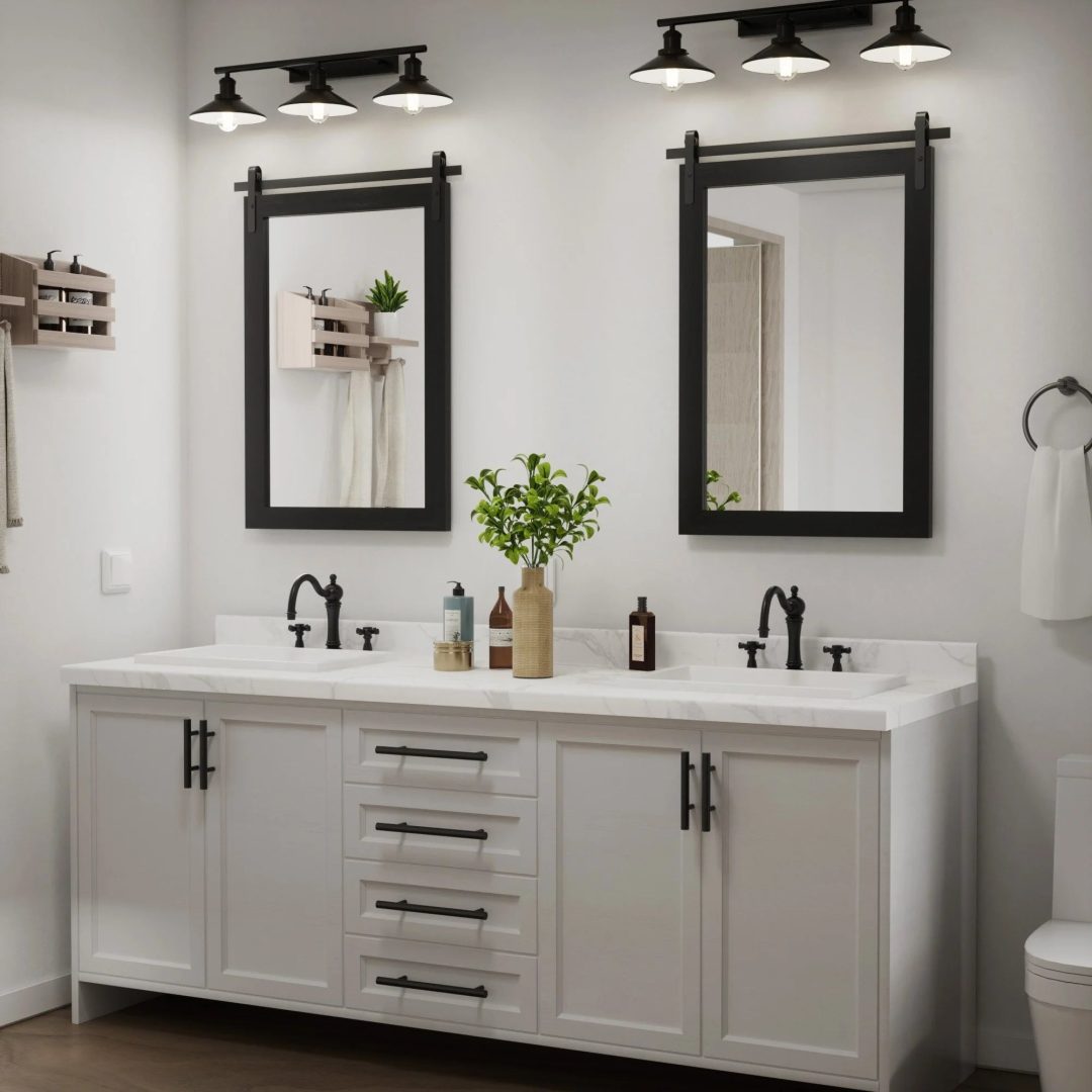 ZenVora Modern Rectangular Wall Mirror with Wood Frame, Bathroom and Barn Door Mirror, Multiple Sizes
