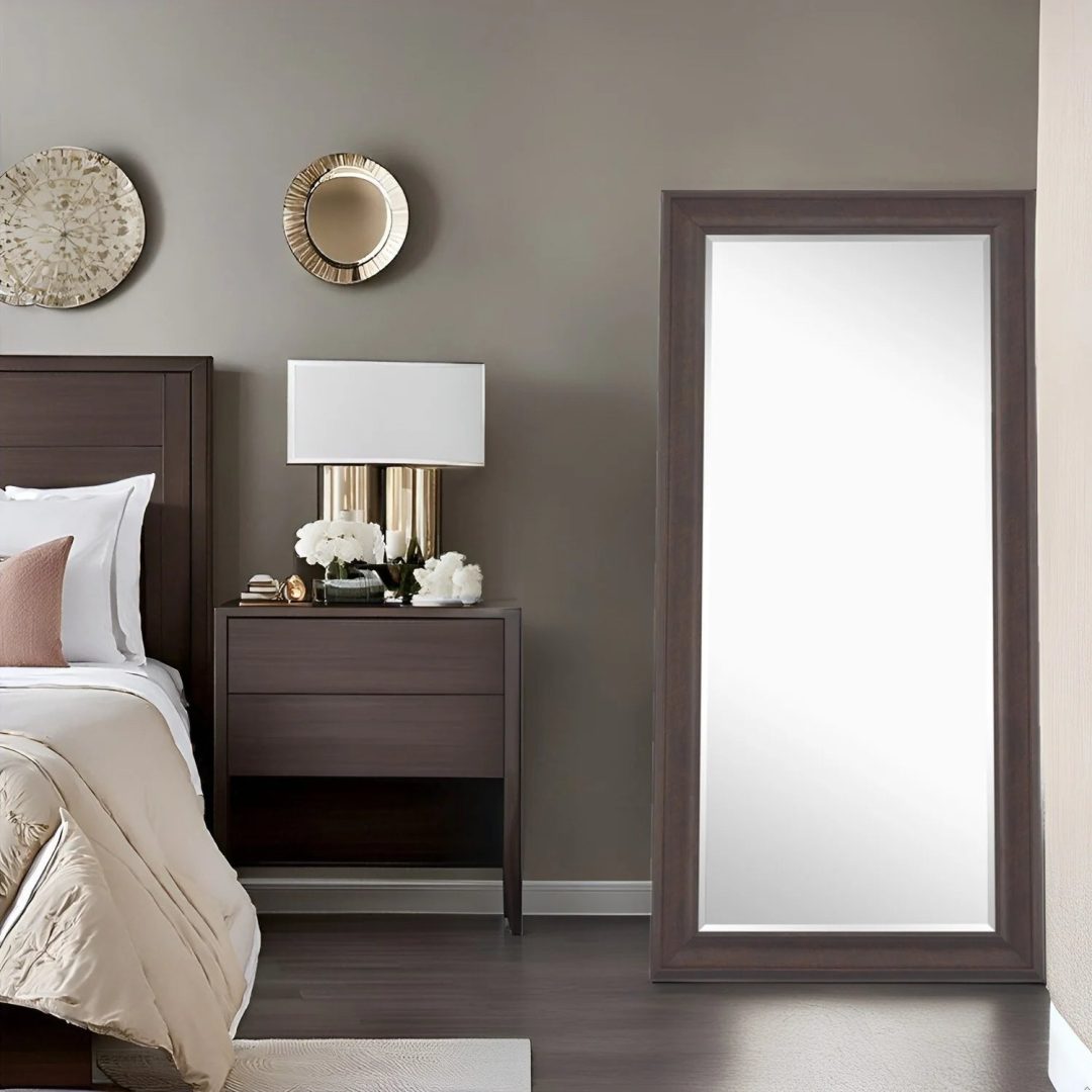 ZenVora Tall Full Length Mirror, Oversized Rectangle Full Body Wall Mounted Mirror with Smooth Faux Wood Frame