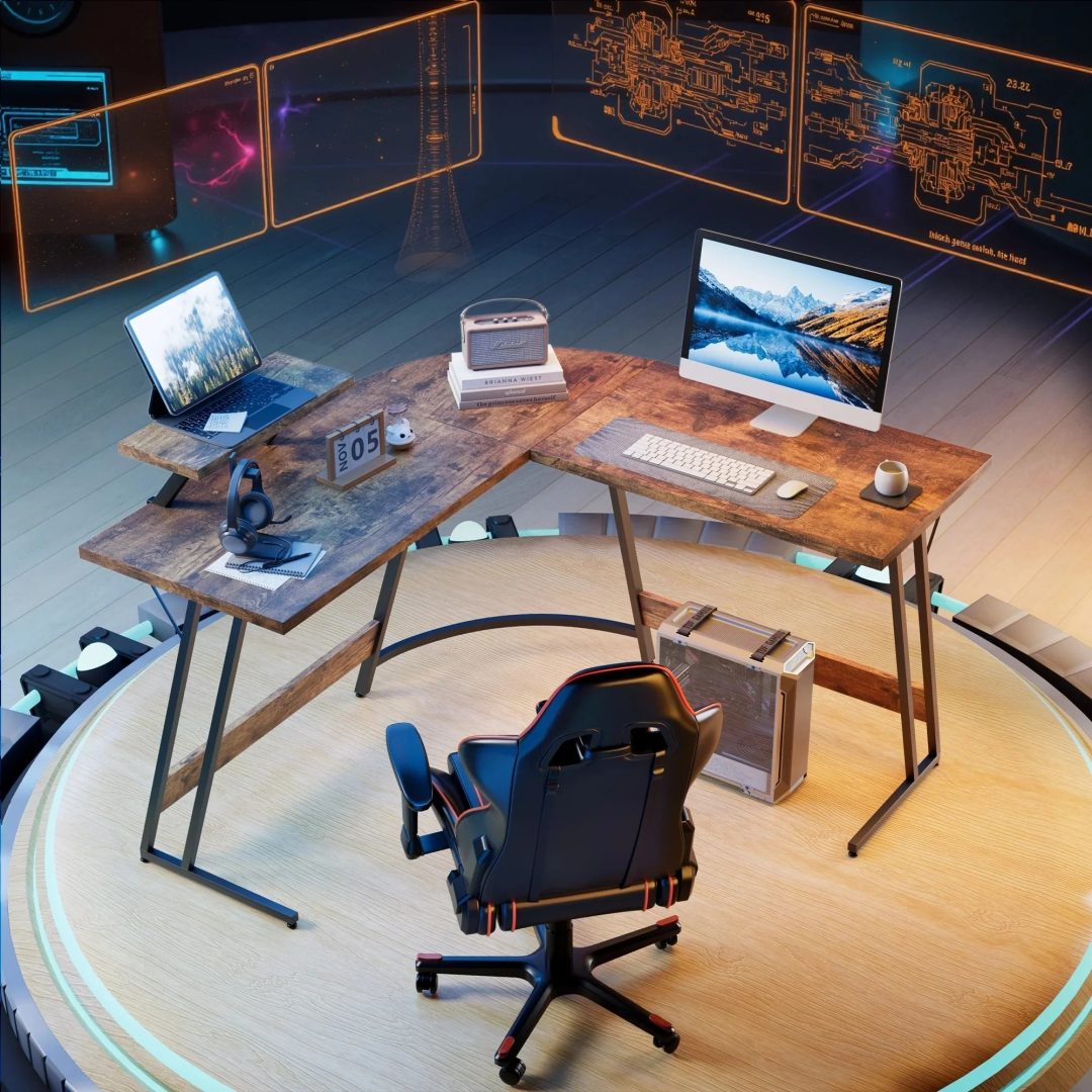 ZenVora L-Shaped Gaming Desk, Computer Corner Desk and Office Writing Desk for Home