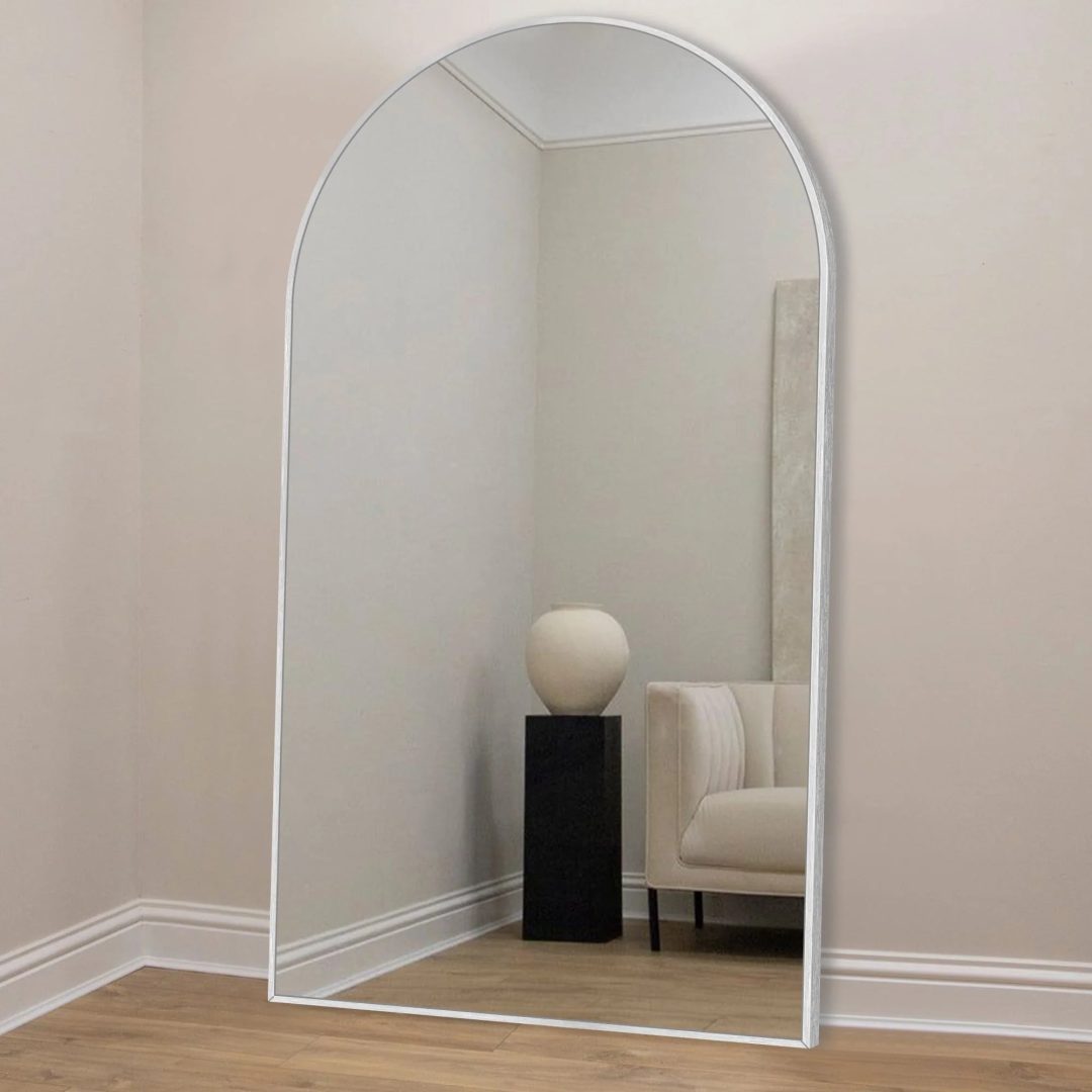 ZenVora Modern Arched Full Length Floor Mirror, Aluminum Alloy Frame Standing Full Body Mirror