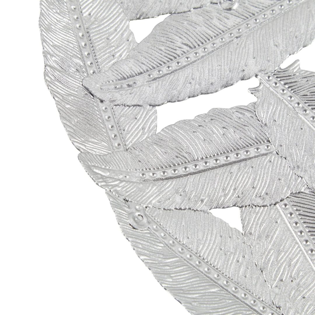 ZenVora Textured Feather 3-Piece Metal Disc Wall Decor Set, Decorative Wall Art for Home