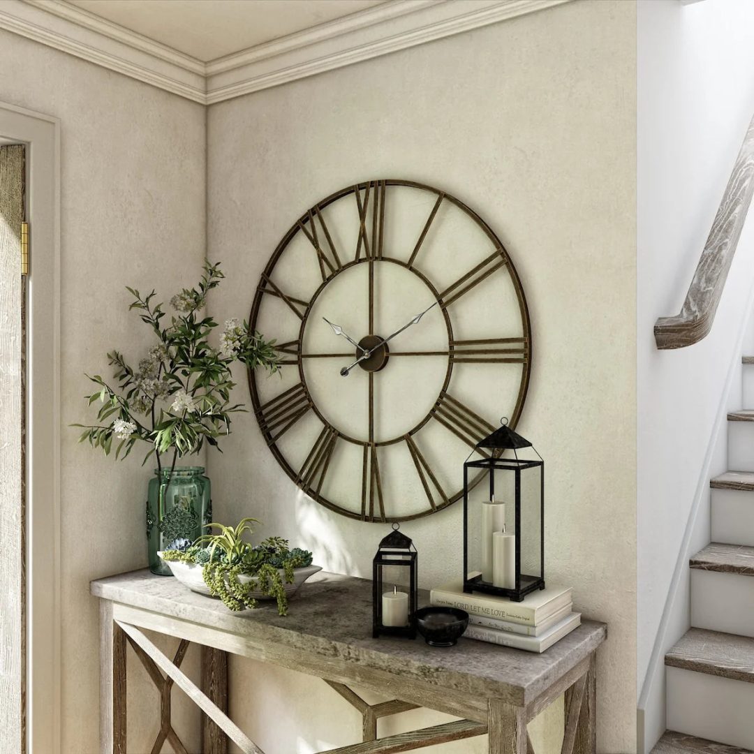 ZenVora Modern Round Metal Wall Clock, Decorative Circular Hanging Clock for Living Room, Bedroom and Office