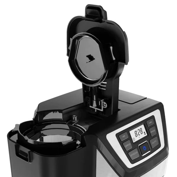 ZenVora 12-Cup Programmable Coffee Maker with Built-In Grinder, Stainless Steel Drip Coffee Machine with Auto Brew
