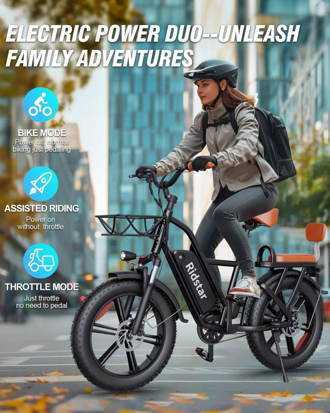 ZenVora 1000W Electric Bike for Adults, 48V 15Ah Removable Battery, 20-Inch x 4.0-Inch Fat Tires