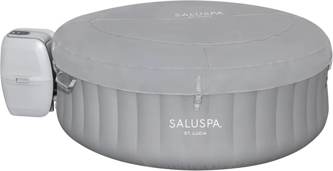 ZenVora 71 x 26-Inch Inflatable Hot Tub Spa for 2-4 Persons, Portable, with 2 Covers, Black