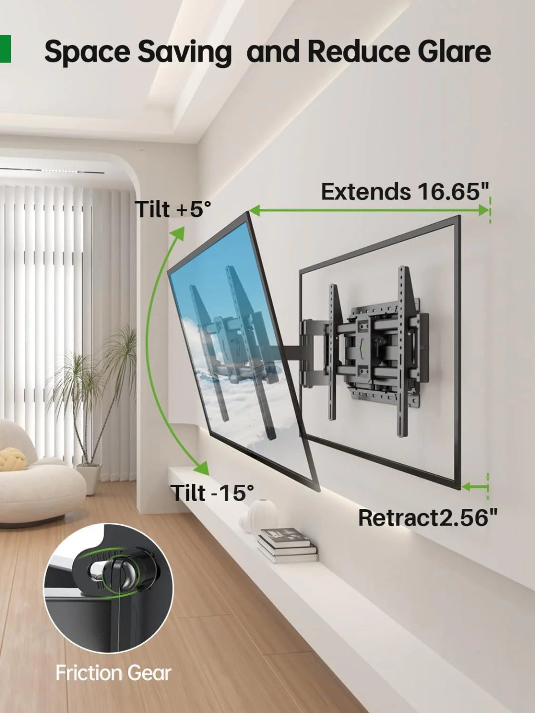 ZenVora Full Motion TV Wall Mount for Most 42-86 Inch Flat Screen TVs, Adjustable Swivel and Tilt Bracket