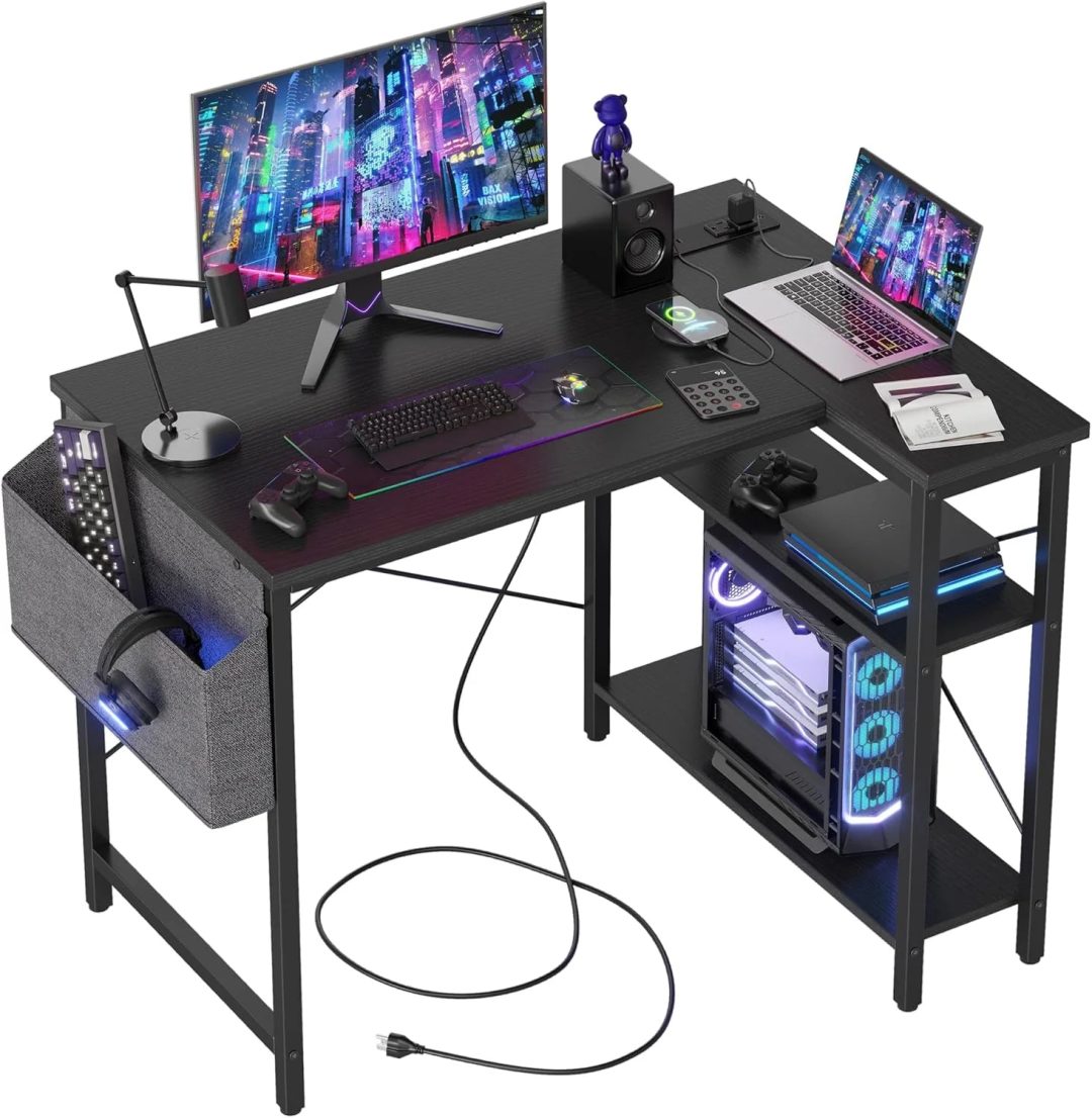 ZenVora 40 Inch L Shaped Computer Desk, Compact Corner Office Desk for Home Office, Study and Small Spaces