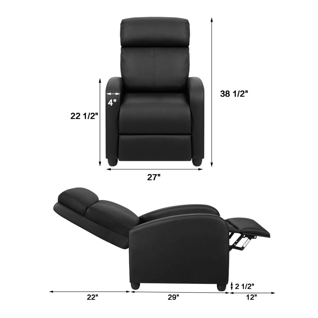 ZenVora PU Leather Recliner Chair, Single Living Room Sofa Lounge Chair with Reclining Function
