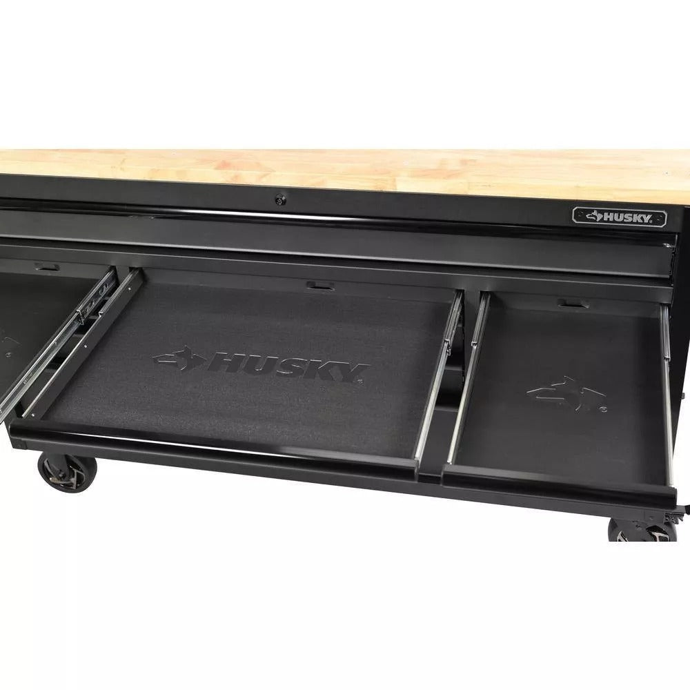 ZenVora 61 Inch 15 Drawer Mobile Workbench - Heavy Duty Steel Tool Cabinet with Wood Top and Power Strip