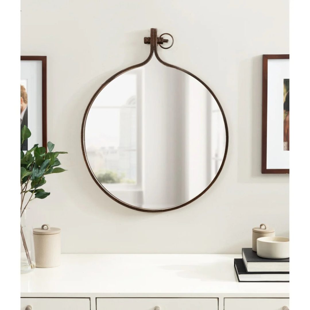 Modern Round Wall Mirror, Decorative Circular Accent Mirror for Living Room, Bedroom and Entryway