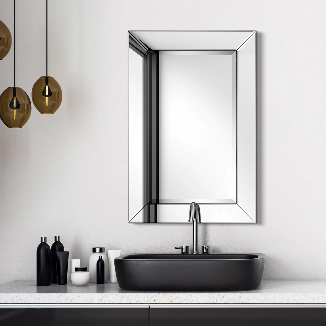 ZenVora Beveled Rectangular Clear HD Wall Mirror, Bathroom Vanity and Bedroom Mirror, 3 Sizes