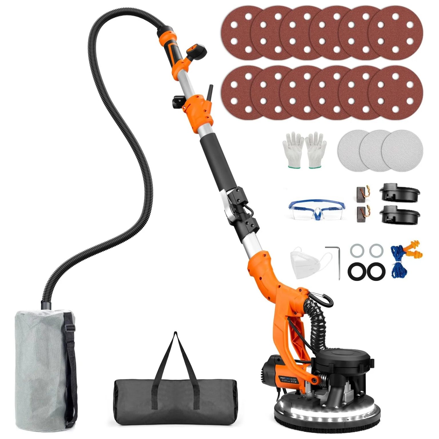 ZenVora 1000W Drywall Sander with Vacuum and LED Light, Electric Wall and Ceiling Sander with Dust Collection