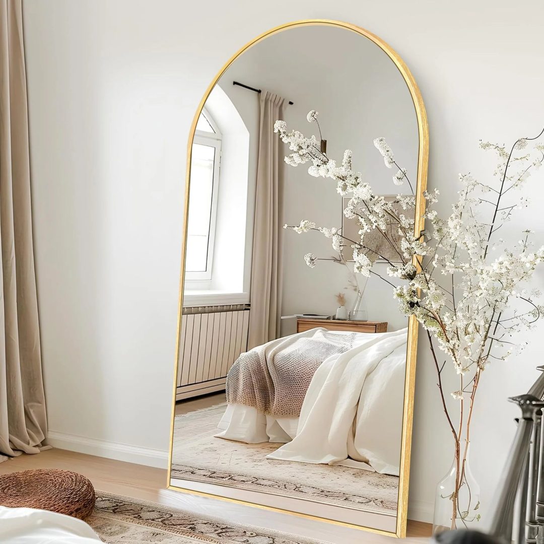 ZenVora Modern Arched Full Length Floor Mirror, Aluminum Alloy Frame Standing Full Body Mirror