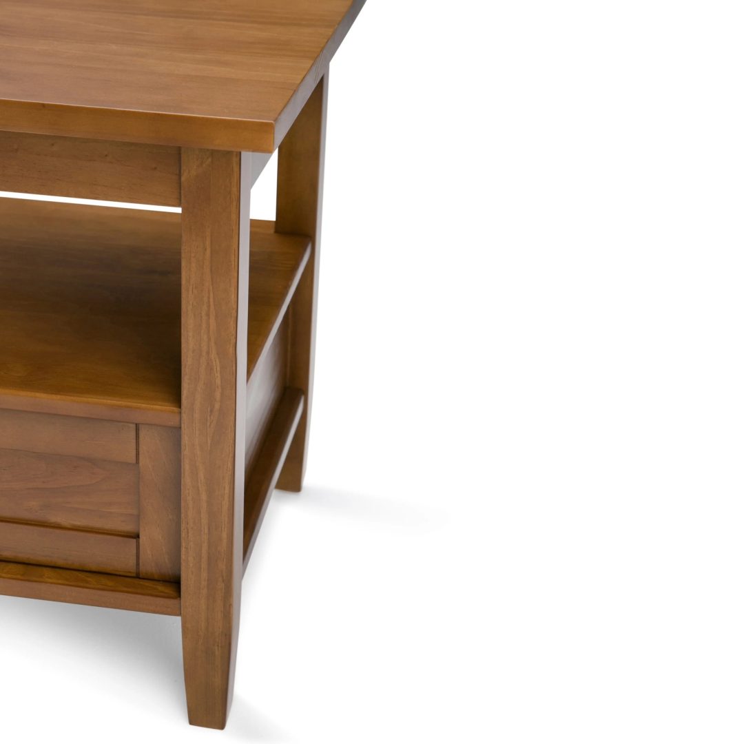ZenVora 20 Inch Wide Solid Wood Rectangle End Table, Transitional Side Table