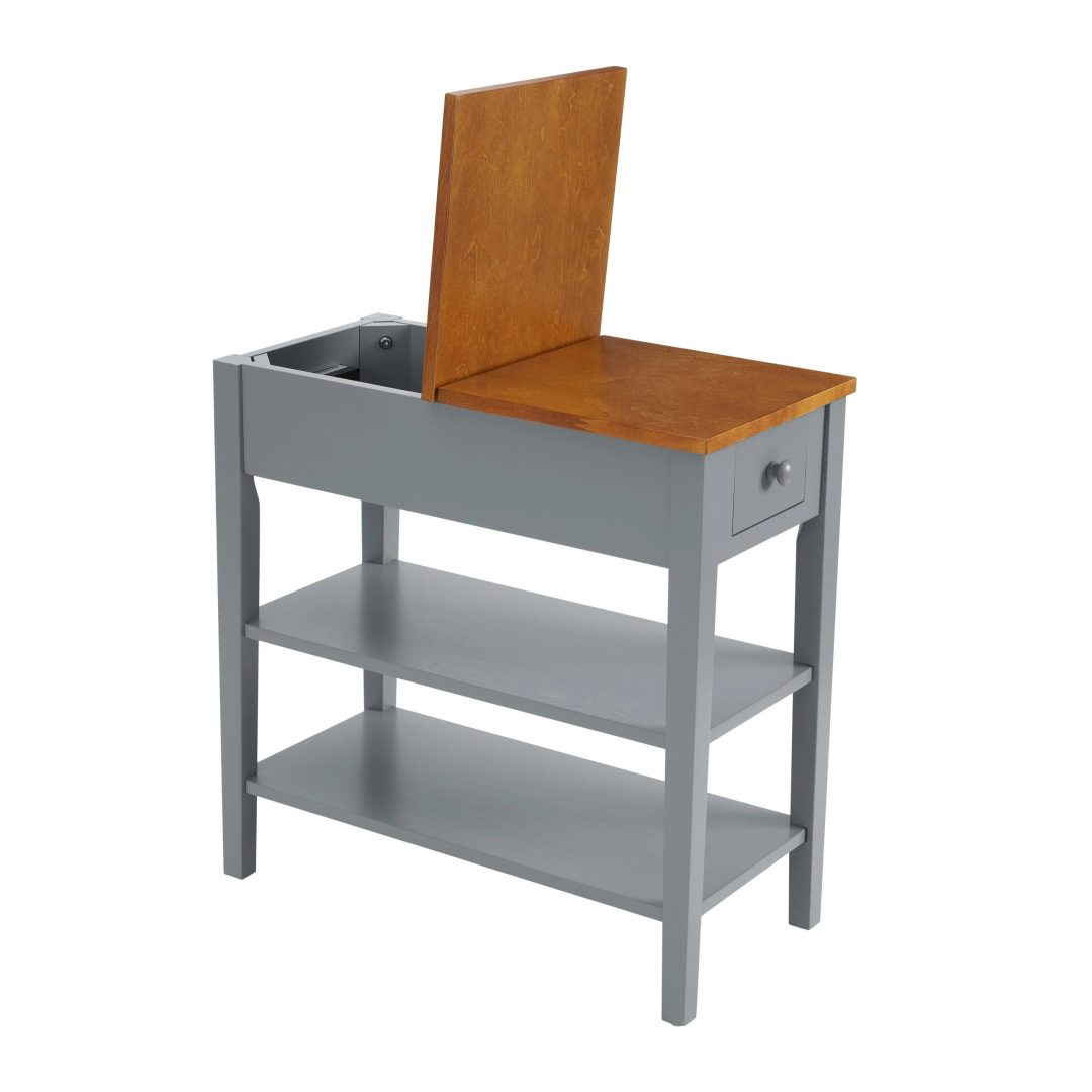 ZenVora Narrow 2-Tone End Table with USB Charging Ports, Small Space Side Table