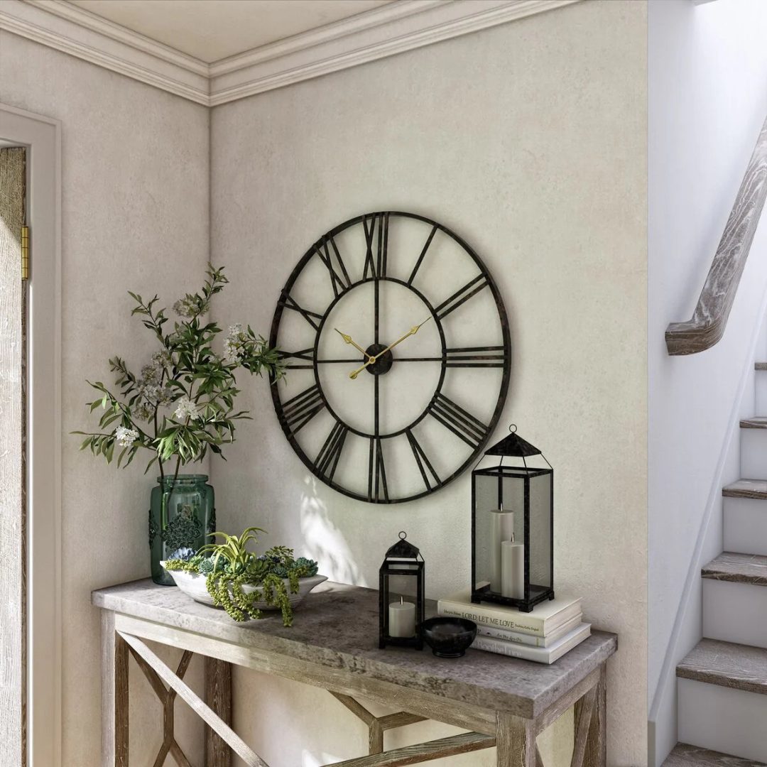 ZenVora Modern Round Metal Wall Clock, Decorative Circular Hanging Clock for Living Room, Bedroom and Office