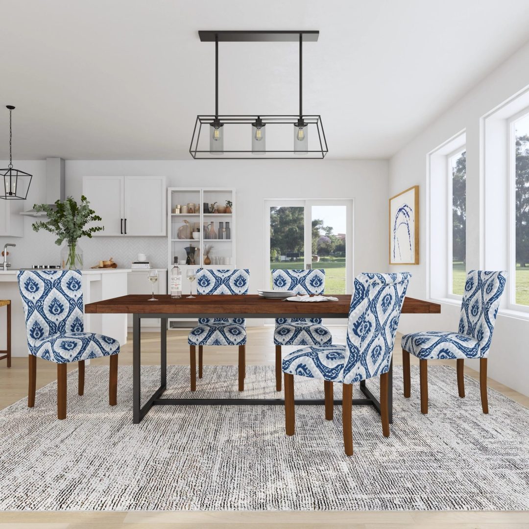 ZenVora Set of 2 Upholstered Medallion Dining Chairs, Comfortable Parsons Style Chairs for Kitchen and Dining Room