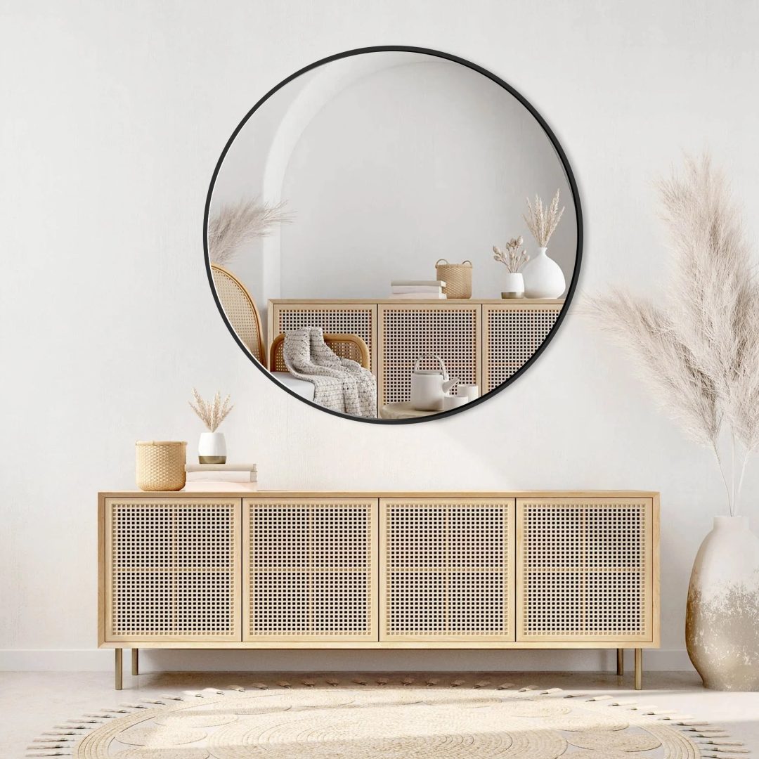 ZenVora Modern Round Bathroom Vanity Mirror, Wall Mounted Circular Mirror for Bathroom, Bedroom and Home Decor