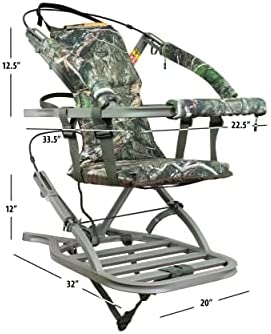 ZenVora Lightweight Aluminum Climbing Treestand with Padded Seat, 300 Lb. Capacity, Safety Harness Included