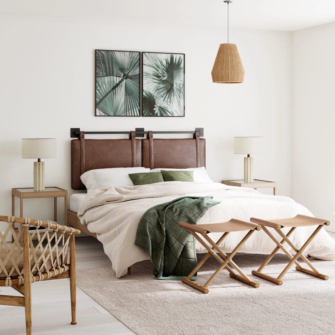 ZenVora Wall Mount Upholstered Headboard with Metal Rail - Modern Bedroom Headboard