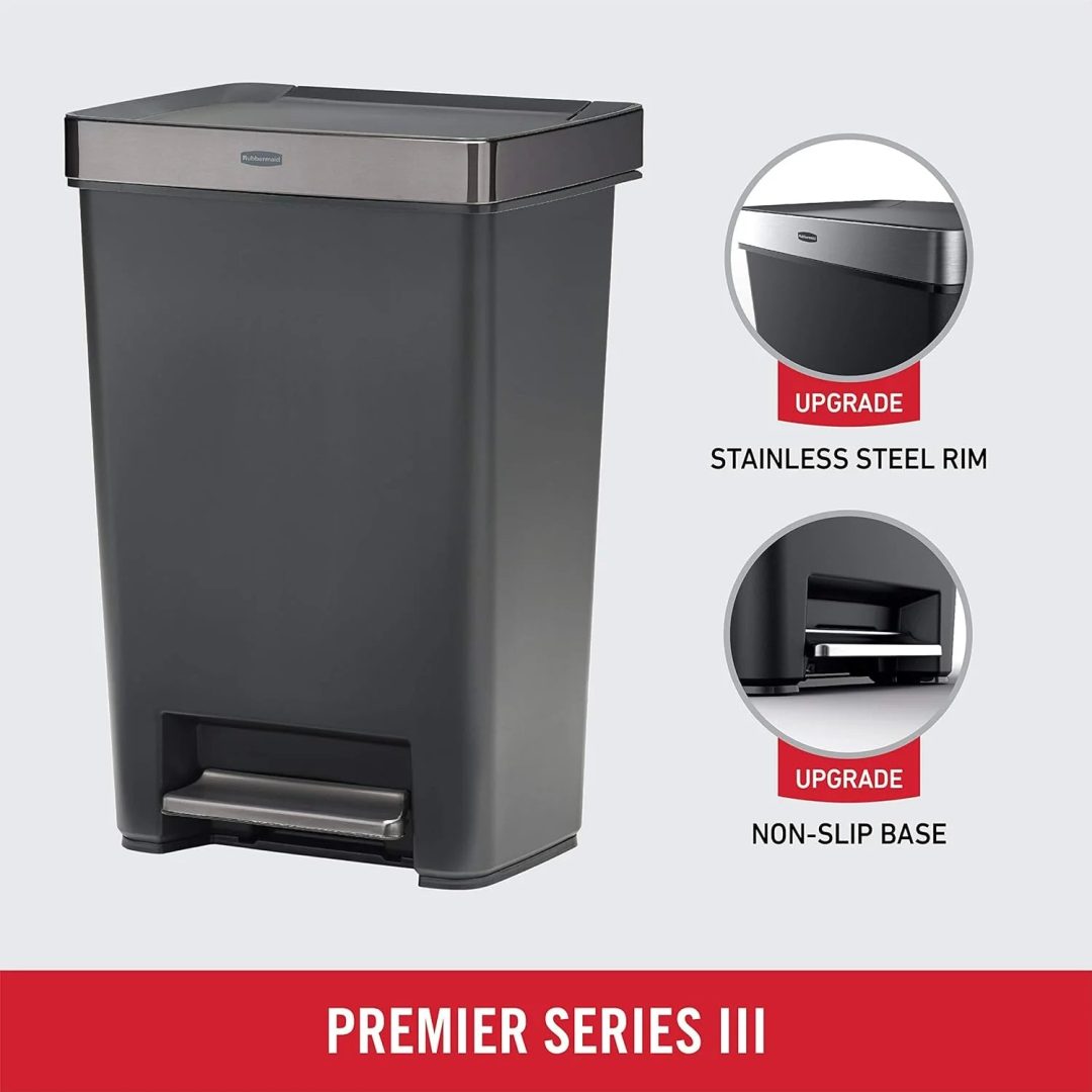 ZenVora 13 Gallon Step-On Trash Can for Home and Kitchen, Hands-Free Garbage Bin