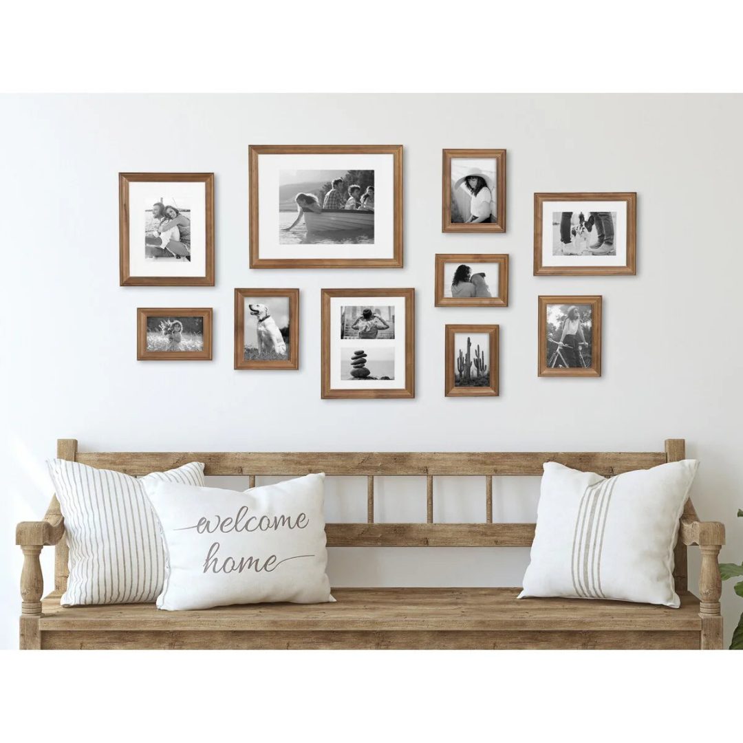 ZenVora 10-Piece Wood Gallery Wall Picture Frame Set, Decorative Photo Display Frames for Living Room, Bedroom and Home Decor