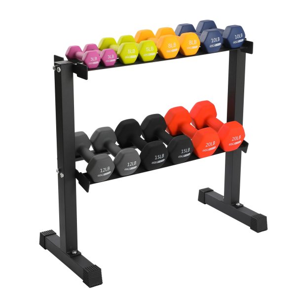 ZenVora 150 lb Neoprene Dumbbell Set with Rack - 7 Pair Color Coded Hand Weights for Home Gym Strength Training