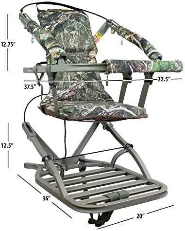 ZenVora Lightweight Aluminum Climbing Treestand with Padded Seat, 300 Lb. Capacity, Safety Harness Included
