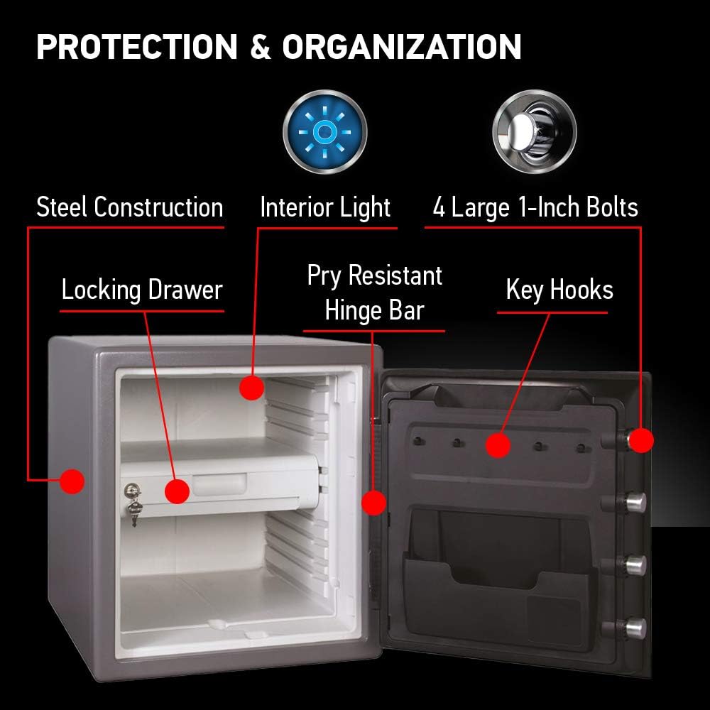 ZenVora 1.23 Cu Ft Waterproof and Fireproof Digital Safe Box, Alloy Steel Security Safe for Home and Office