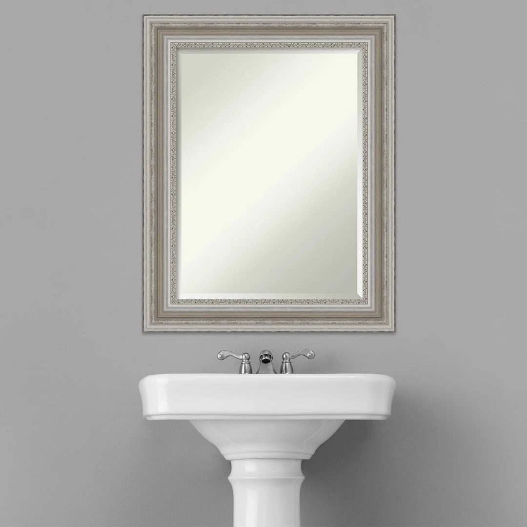 ZenVora Beveled Bathroom Wall Mirror, Silver Frame Decorative Vanity Mirror for Bathroom, Bedroom and Entryway