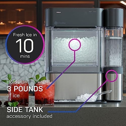 ZenVora Countertop Nugget Ice Maker with 1-Gallon Water Tank, Makes 38 lbs of Pellet Ice in 24 Hours, WiFi Smart Connectivity, Includes Ice Scoop, Stainless Steel