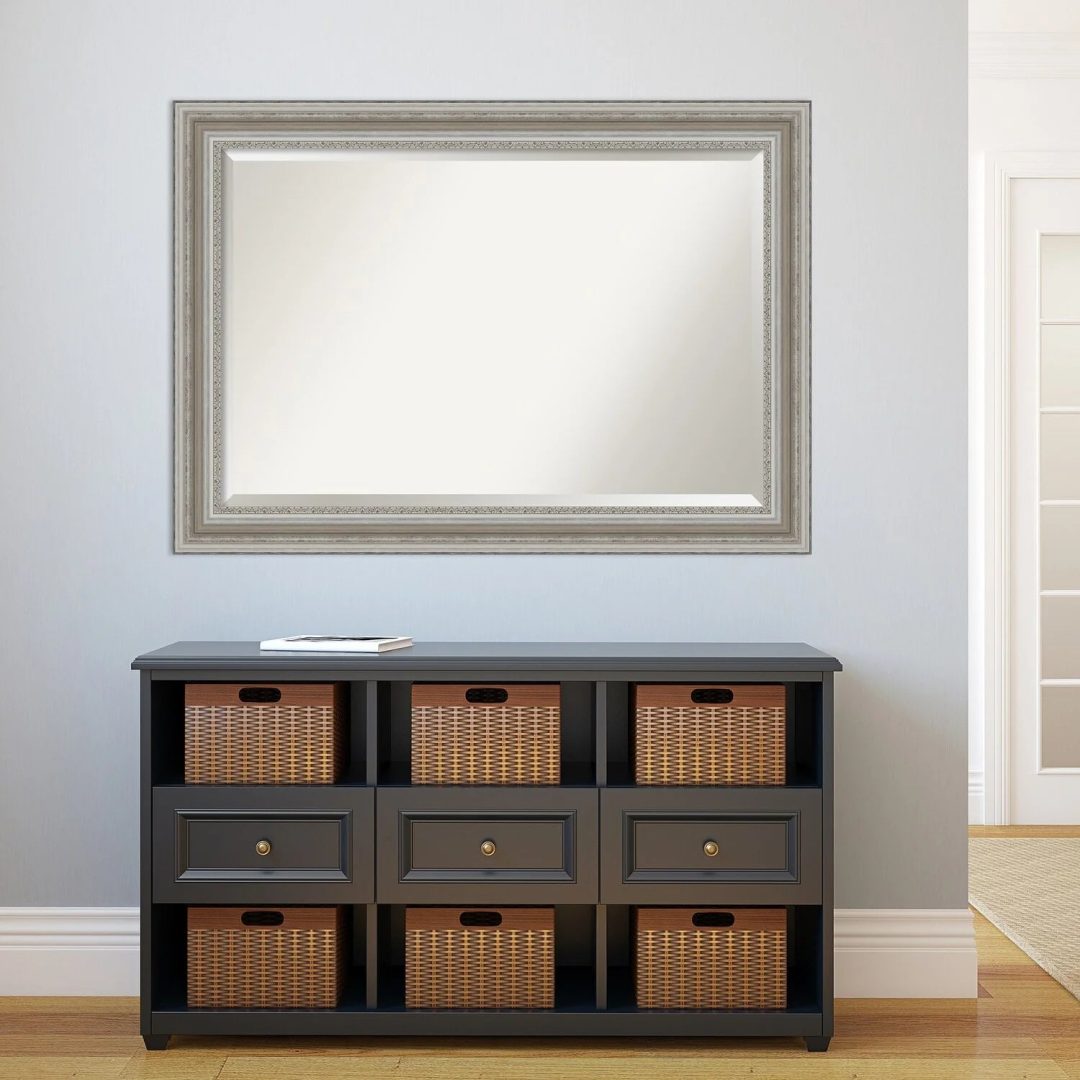 ZenVora Beveled Bathroom Wall Mirror, Silver Frame Decorative Vanity Mirror for Bathroom, Bedroom and Entryway