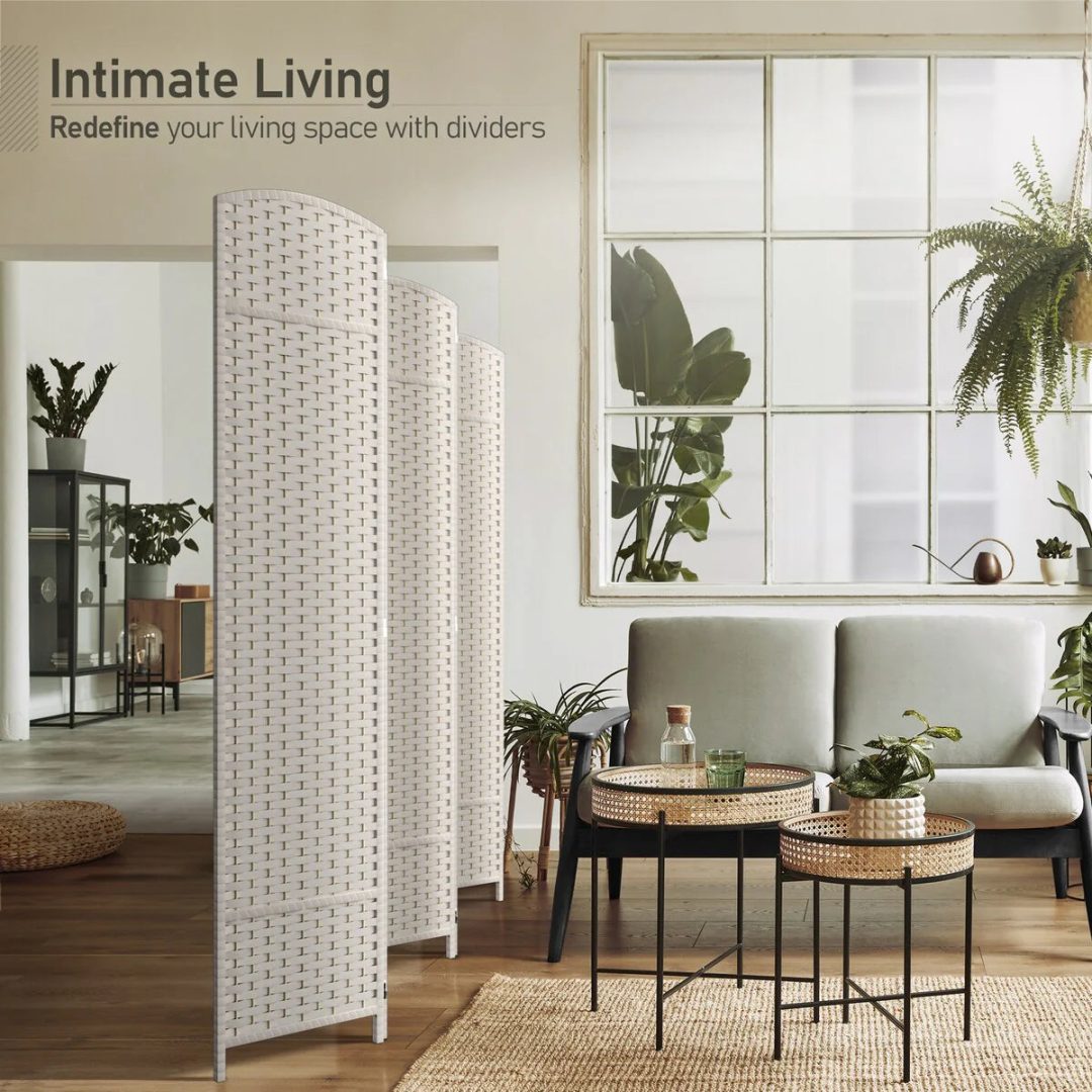 ZenVora 6 Panel Room Divider, 6ft Tall Extra Wide Folding Privacy Screen with Hand-Woven Mesh Panels
