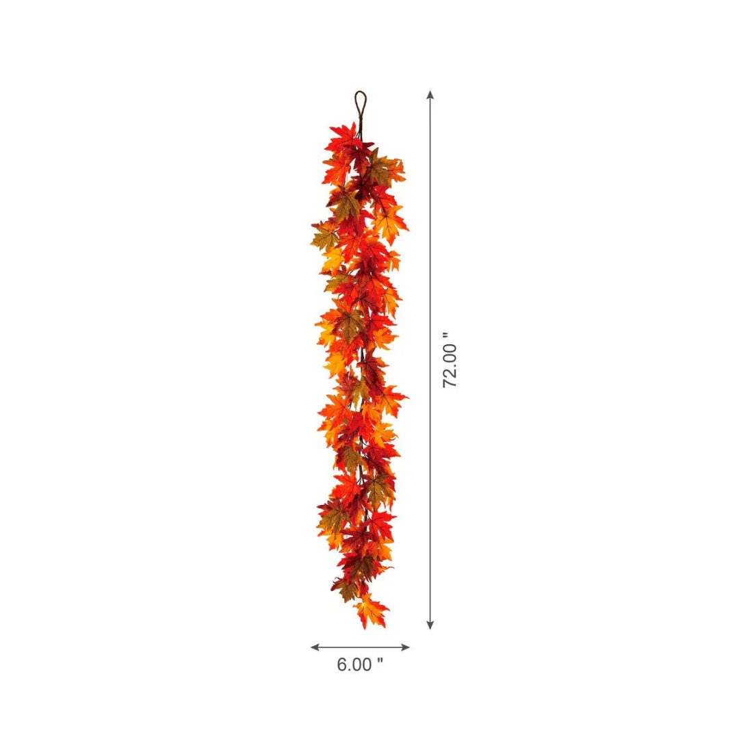 ZenVora Thanksgiving LED Lighted Fall Maple Leaf Wreath and Garland - Autumn Home Decor